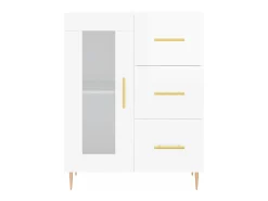 Aparador buffet cómoda armario mueble organizador cocina salón brillante 69,5 x 34 x 90 cm madera contrachapada blanco 02_0030711