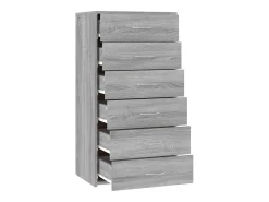 Aparador buffet cómoda armario mueble organizador cocina salón salón con 6 cajones Sonoma 50 x 34 x 96 cm madera contrachapada gris 02_0029763