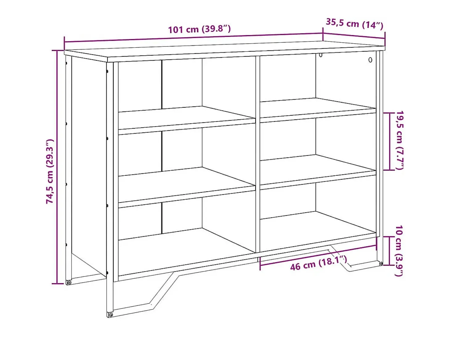Aparador buffet cómoda armario unidad de almacenamiento organizador cocina salón salonsonoma 101 x 35,5 x 74,5 cm madera contrachapada gris 02_0036264