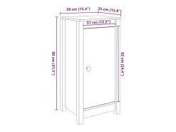 Aparador Buffet Cómoda Armario Unidad de Almacenamiento Organizador Cocina Salón Salón Juego de 2 39 x 35 x 80 cm Madera Maciza de Pino Negro 02_0036898