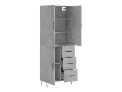 Aparador buffet cómoda armario mueble organizador cocina salón salón alto 69,5 x 34 x 180 cm madera contrachapada gris 02_0034643