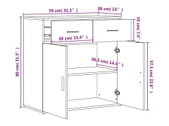 Aparador buffet cómoda armario unidad de almacenamiento organizador cocina salón salón 79 x 38 x 80 cm madera contrachapada gris 02_0032094