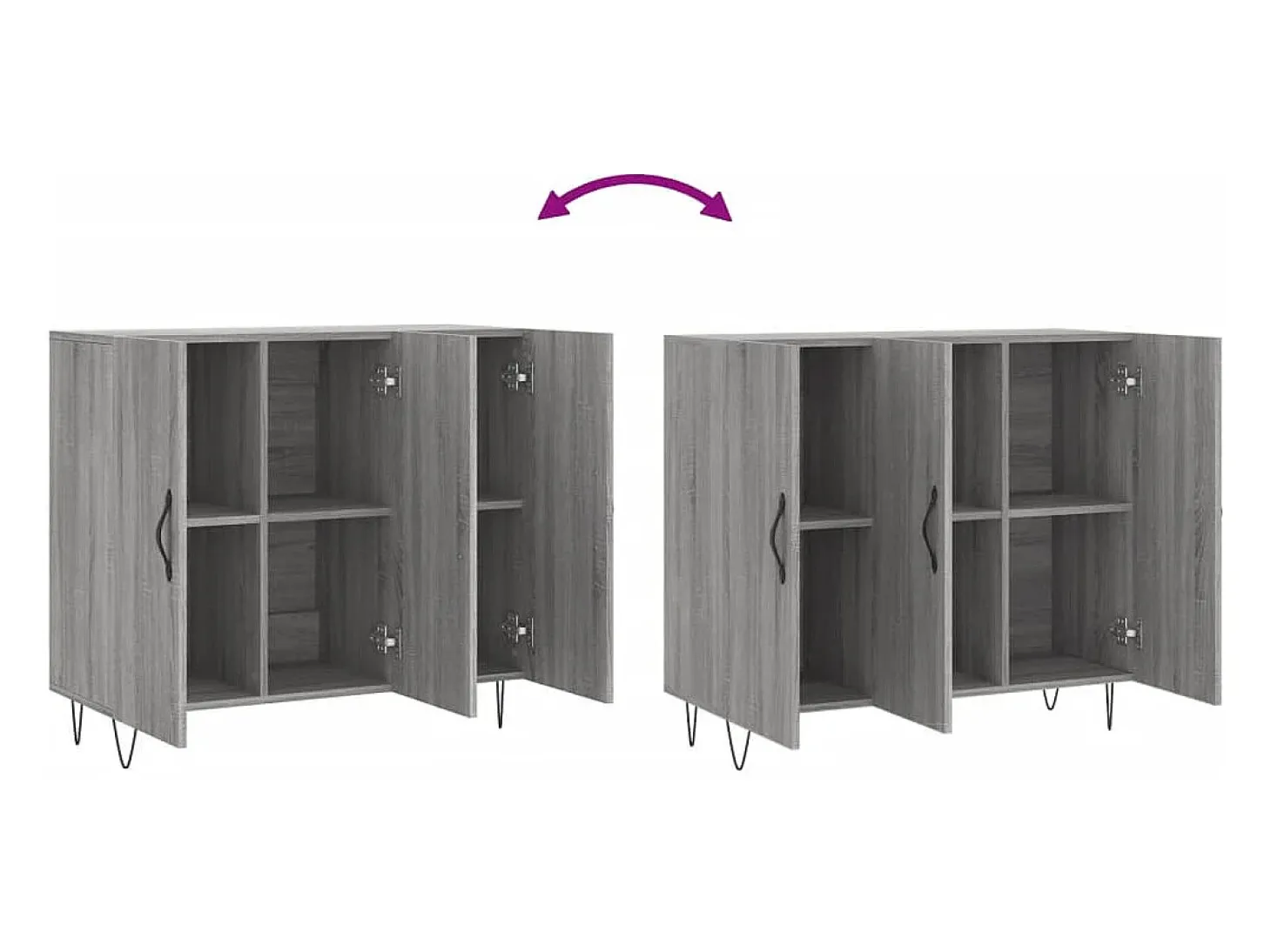 Aparador buffet cómoda armario unidad de almacenamiento organizador cocina salón salón Sonoma 90 x 34 x 80 cm madera contrachapada gris 02_0036554
