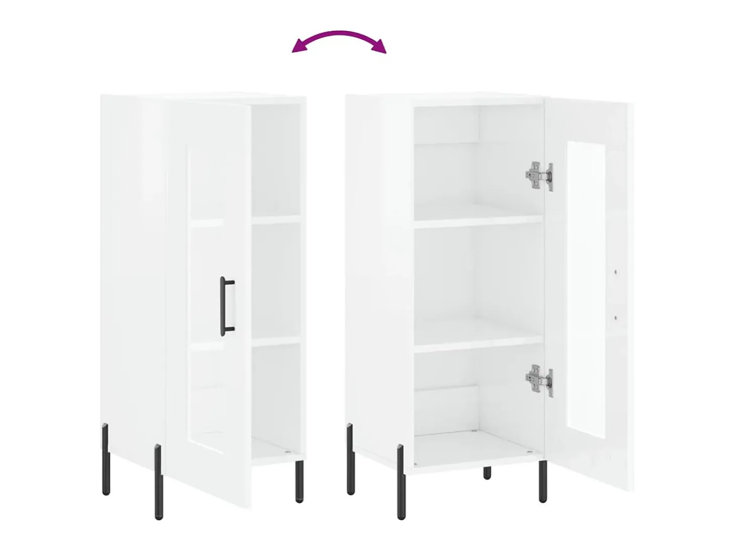 Aparador buffet cómoda armario mueble organizador cocina salón brillante 34,5 x 34 x 90 cm madera contrachapada blanco 02_0030593