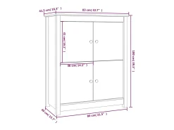 Aparador buffet cómoda armario mueble organizador cocina salón salón 83 x 41,5 x 100 cm madera maciza de pino negro 02_0036141
