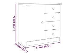 Aparador buffet cómoda armario unidad de almacenamiento organizador cocina salón salón 77 x 35 x 73 cm madera maciza de pino blanco 02_0029681