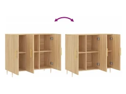 Aparador buffet cómoda armario unidad de almacenamiento organizador cocina salón salón Sonoma 90 x 34 x 80 cm madera contrachapada marrón 02_0031736