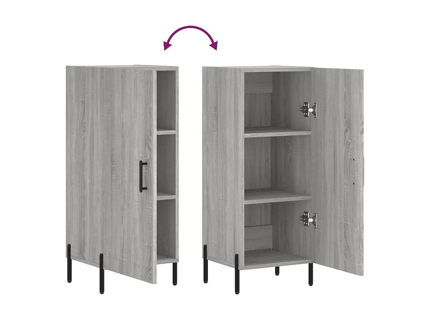 Aparador buffet cómoda armario unidad de almacenamiento organizador cocina salón salón Sonoma 34,5 x 34 x 90 cm madera contrachapada gris 02_0036319