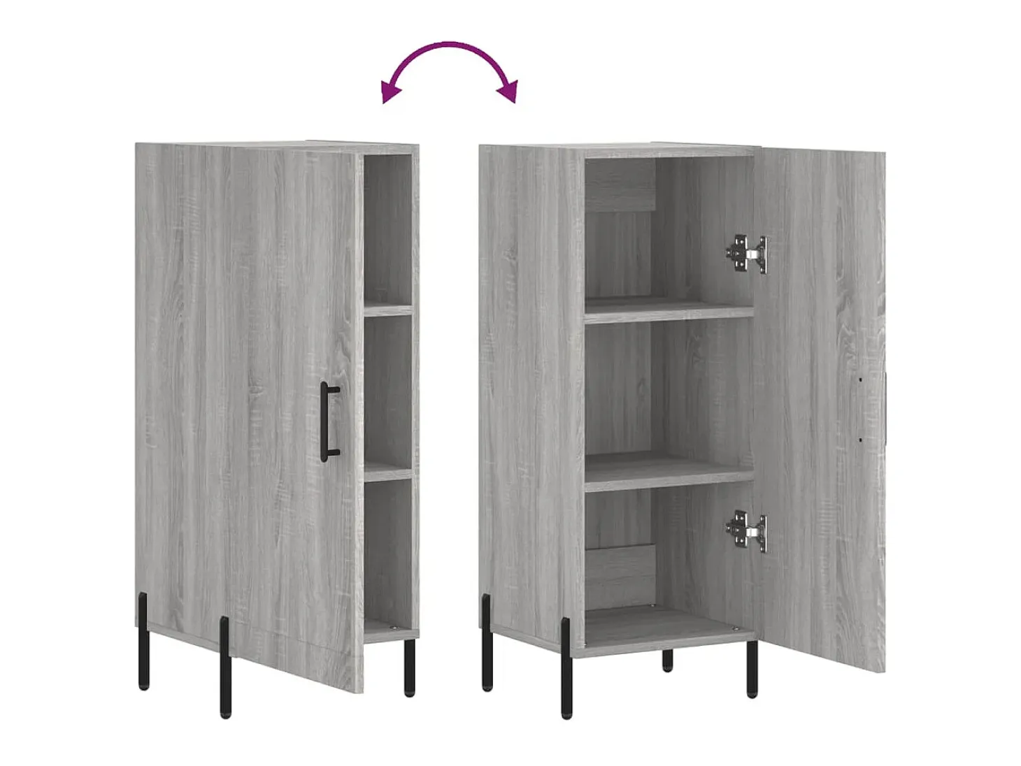 Aparador buffet cómoda armario unidad de almacenamiento organizador cocina salón salón Sonoma 34,5 x 34 x 90 cm madera contrachapada gris 02_0036319