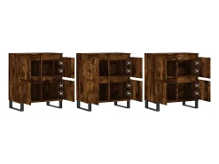 Aparador buffet cómoda armario unidad de almacenamiento organizador cocina salón salón 3 piezas marrón madera contrachapada 02_0037058