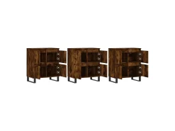 Aparador buffet cómoda armario unidad de almacenamiento organizador cocina salón salón 3 piezas marrón madera contrachapada 02_0037058