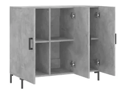 Aparador buffet cómoda armario mueble organizador cocina salón salón 90 x 34 x 80 cm madera contrachapada gris 02_0032123