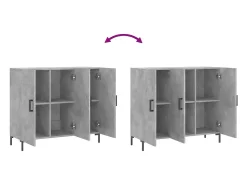 Aparador buffet cómoda armario mueble organizador cocina salón salón 90 x 34 x 80 cm madera contrachapada gris 02_0032123