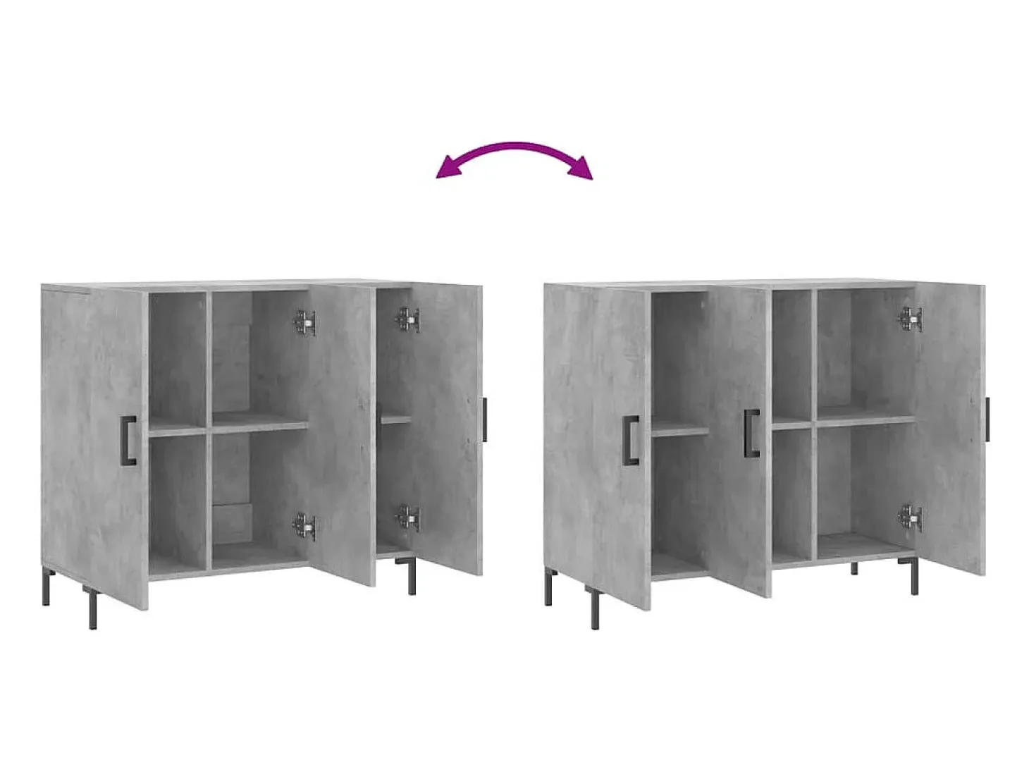 Aparador buffet cómoda armario mueble organizador cocina salón salón 90 x 34 x 80 cm madera contrachapada gris 02_0032123