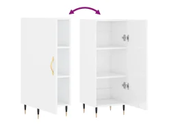 Aparador buffet cómoda armario mueble organizador cocina salón brillante 34,5 x 34 x 90 cm madera contrachapada blanco 02_0030616