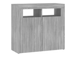 Aparador buffet cómoda armario mueble organizador cocina salón salón con luces LED Sonoma 80 x 35 x 75 cm gris 02_0030081
