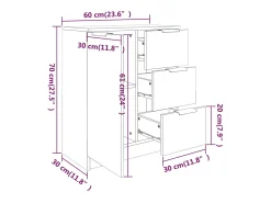 Aparador buffet cómoda armario unidad de almacenamiento organizador cocina salón salón juego de 2 sonoma 60 x 30 x 70 cm marrón madera contrachapada 02_0036810