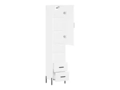 Aparador buffet cómoda armario mueble organizador cocina salón salón alto 34,5 x 34 x 180 cm madera contrachapada blanco 02_0032369