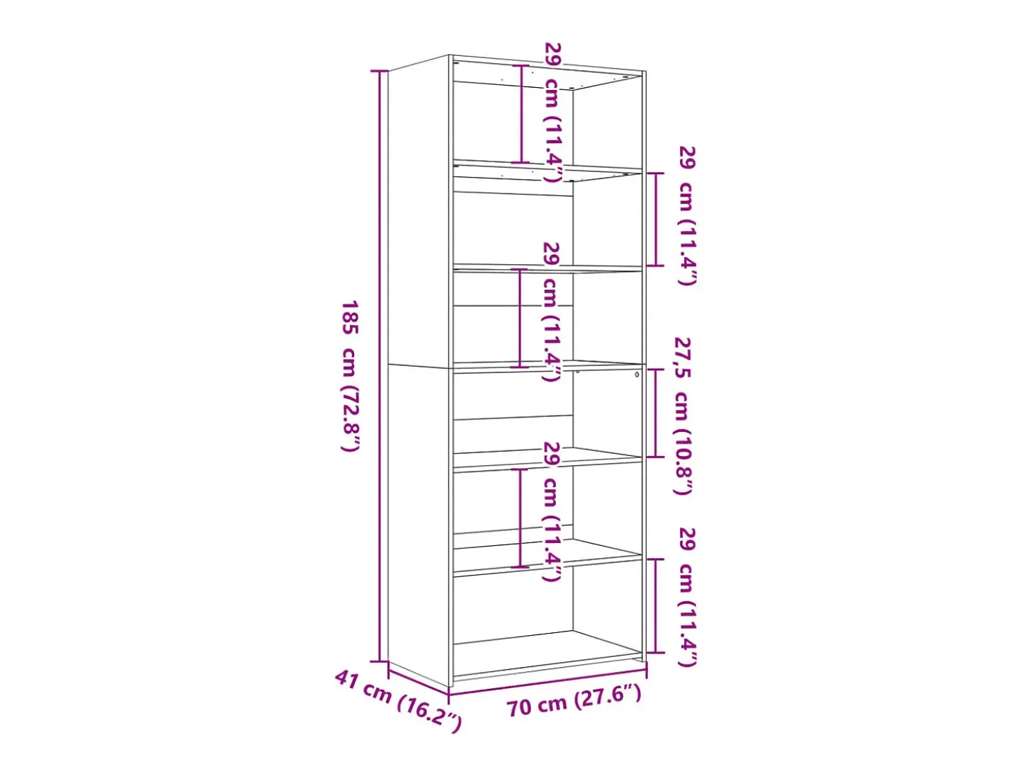 Aparador buffet cómoda armario mueble organizador cocina salón salón alto 70 x 41 x 185 cm madera contrachapada marrón 02_0033923