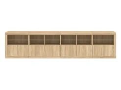 Aparador buffet cómoda armario mueble organizador cocina salón salón con luces LED sonoma 283 x 37 x 67 cm marrón 02_0029957