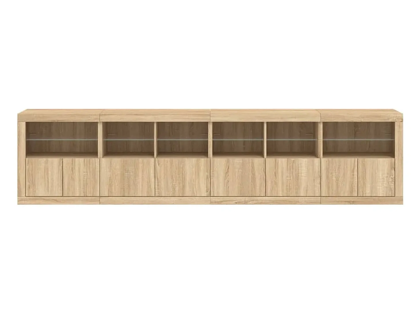 Aparador buffet cómoda armario mueble organizador cocina salón salón con luces LED sonoma 283 x 37 x 67 cm marrón 02_0029957