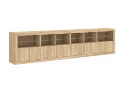 Aparador buffet cómoda armario mueble organizador cocina salón salón con luces LED sonoma 283 x 37 x 67 cm marrón 02_0029957
