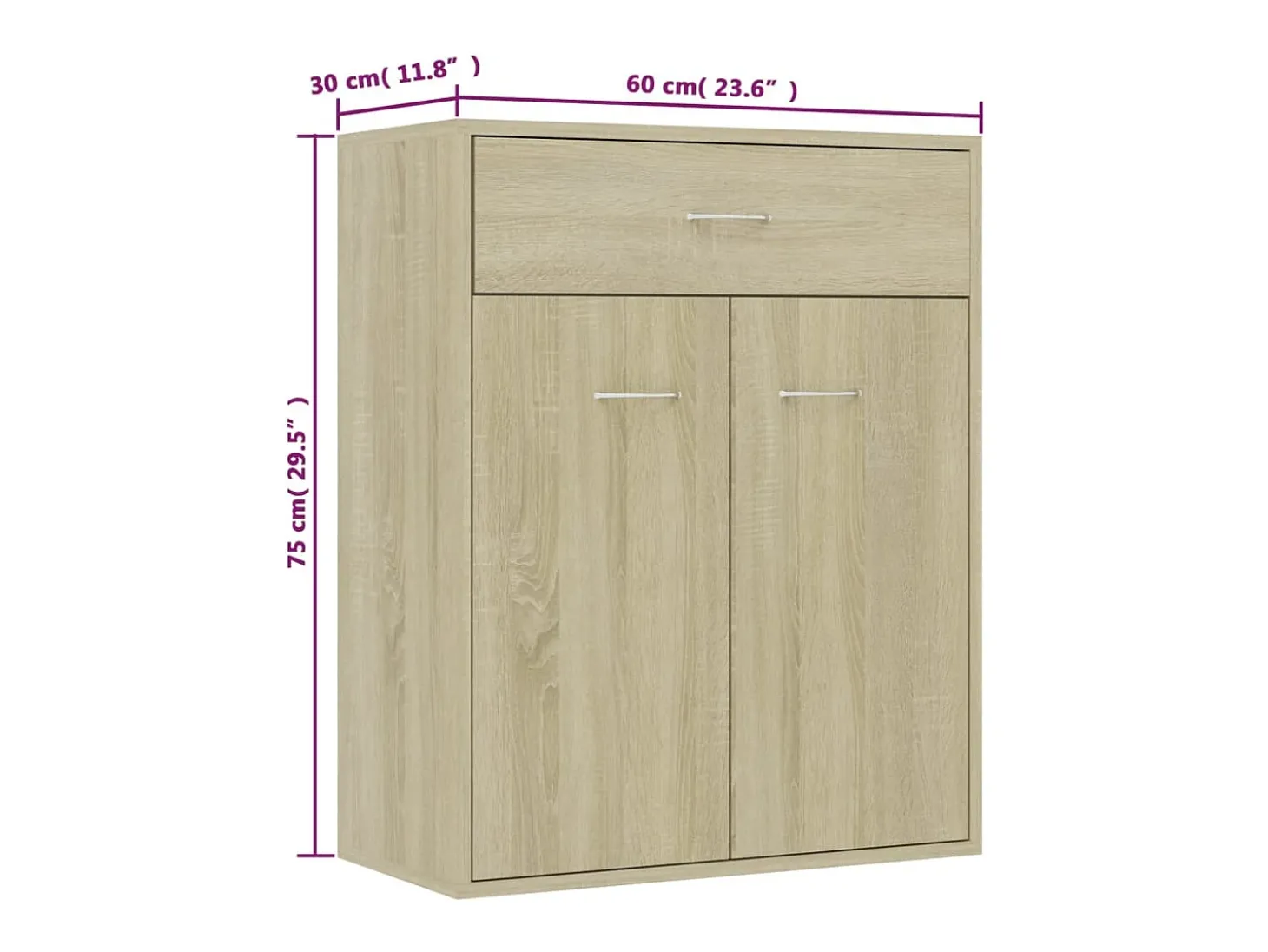 Aparador buffet cómoda armario unidad de almacenamiento organizador cocina salón salón Sonoma 60 x 30 x 75 cm madera contrachapada marrón 02_0031589