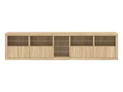 Aparador buffet cómoda armario mueble organizador cocina salón salón con luces LED sonoma 283 x 37 x 67 cm marrón 02_0029956