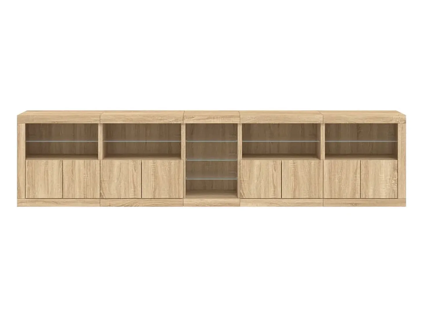 Aparador buffet cómoda armario mueble organizador cocina salón salón con luces LED sonoma 283 x 37 x 67 cm marrón 02_0029956