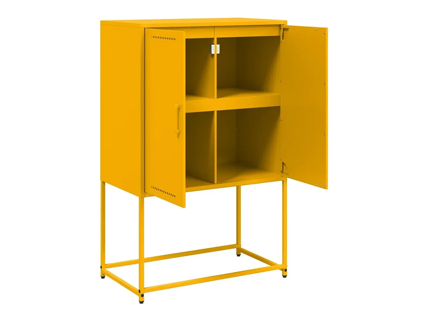 Aparador buffet cómoda armario mueble organizador cocina salón salón alto amarillo mostaza 68,5 x 38,5 x 107 cm acero Amarillo 02_0034731