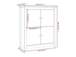Aparador buffet cómoda armario mueble organizador cocina salón salón 83 x 41,5 x 100 cm madera maciza de pino gris 02_0031807