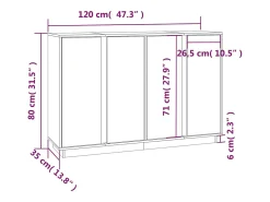 Aparador buffet cómoda armario mueble organizador cocina salón salón 120 x 35 x 80 cm madera maciza de pino gris 02_0031781