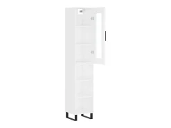 Aparador buffet cómoda armario mueble organizador cocina salón salón alto 34,5 x 34 x 180 cm madera contrachapada blanco 02_0032378