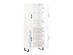 Aparador buffet cómoda armario mueble organizador cocina salón salón alto 69,5 x 34 x 180 cm madera contrachapada blanco 02_0032549