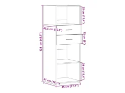 Aparador buffet cómoda armario mueble organizador cocina salón salón alto 45 x 42,5 x 124 cm madera contrachapada negro 02_0034930