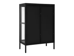 Aparador buffet cómoda armario mueble organizador cocina salón salón 75 x 35 x 105 cm acero y cristal negro 02_0036120