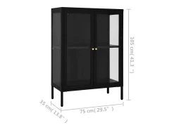 Aparador buffet cómoda armario mueble organizador cocina salón salón 75 x 35 x 105 cm acero y cristal negro 02_0036120