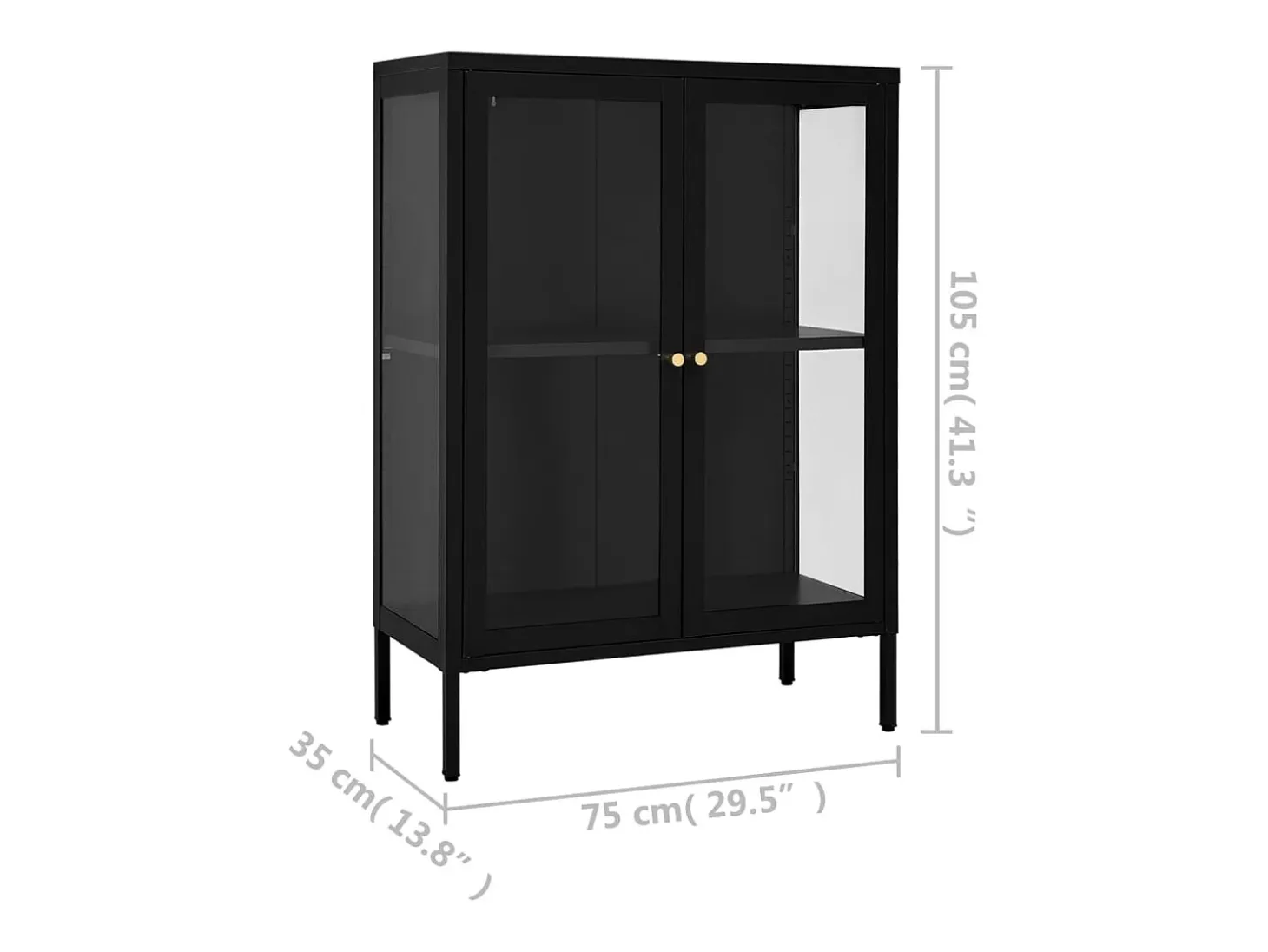 Aparador buffet cómoda armario mueble organizador cocina salón salón 75 x 35 x 105 cm acero y cristal negro 02_0036120