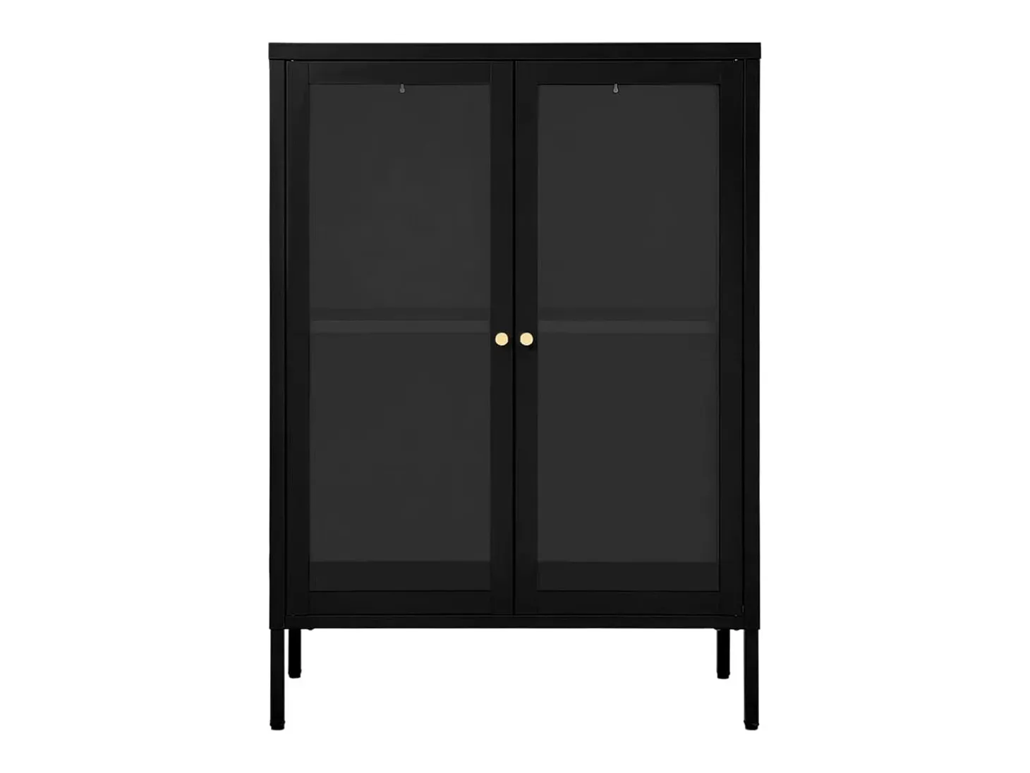 Aparador buffet cómoda armario mueble organizador cocina salón salón 75 x 35 x 105 cm acero y cristal negro 02_0036120