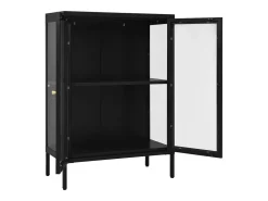 Aparador buffet cómoda armario mueble organizador cocina salón salón 75 x 35 x 105 cm acero y cristal negro 02_0036120
