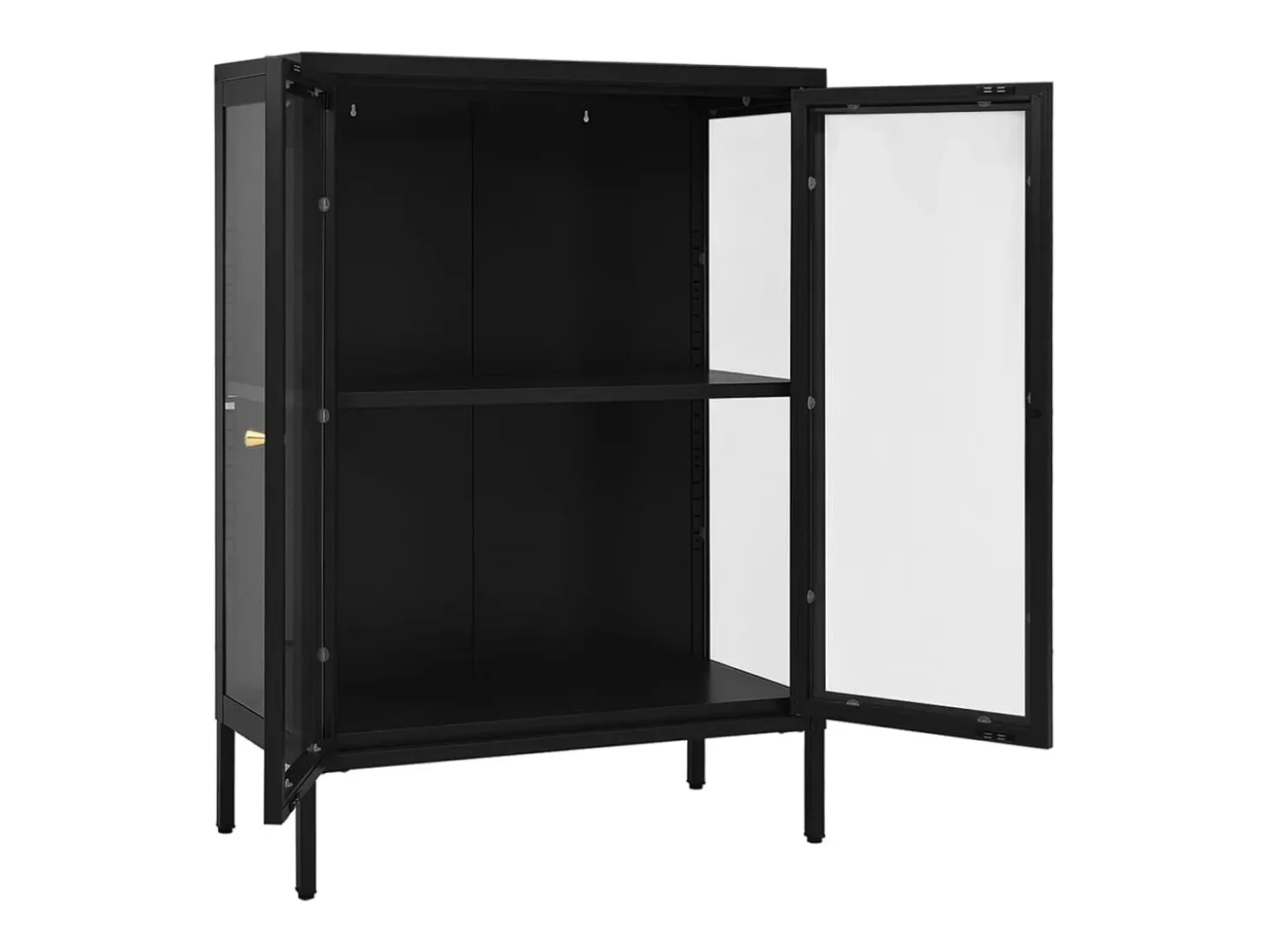 Aparador buffet cómoda armario mueble organizador cocina salón salón 75 x 35 x 105 cm acero y cristal negro 02_0036120