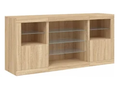 Aparador buffet cómoda armario mueble organizador cocina salón salón con luces LED sonoma 142,5 x 37 x 67 cm marrón 02_0029938