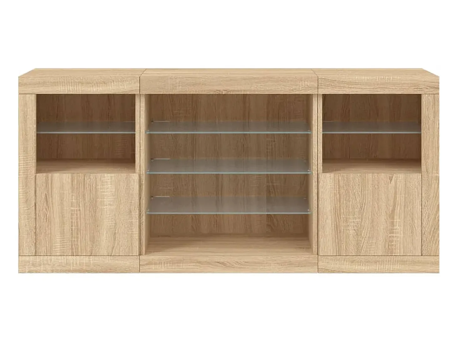Aparador buffet cómoda armario mueble organizador cocina salón salón con luces LED sonoma 142,5 x 37 x 67 cm marrón 02_0029938
