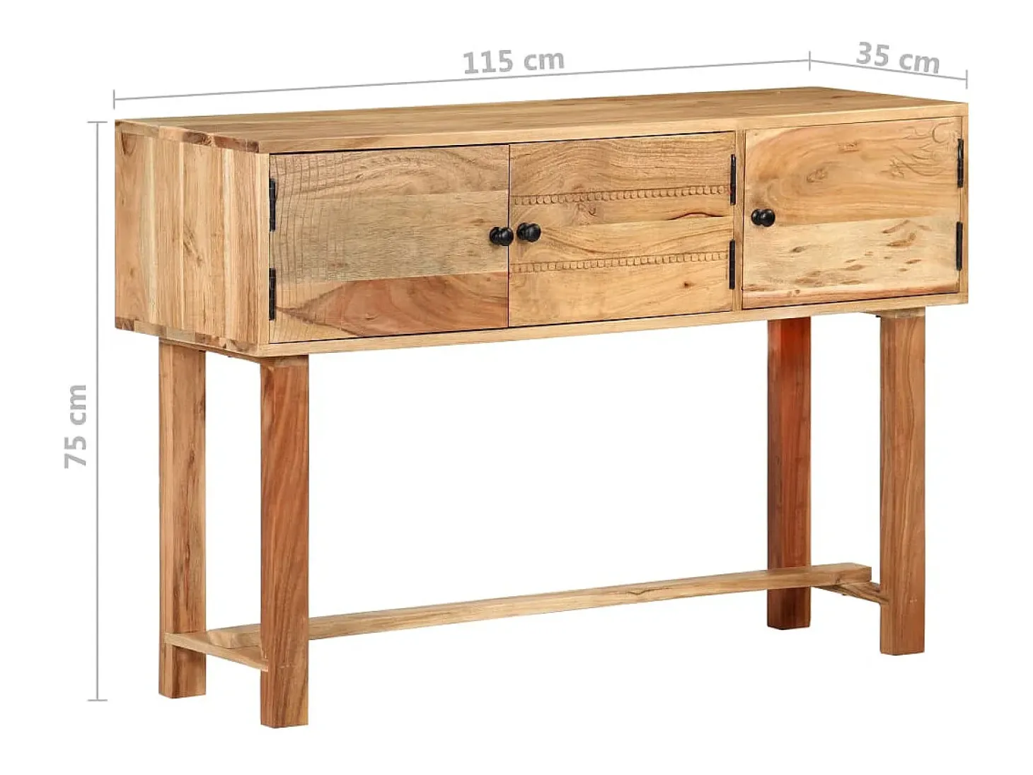 Aparador buffet cómoda armario mueble organizador cocina salón salón 115 x 35 x 75 cm madera maciza de acacia marrón 02_0029527