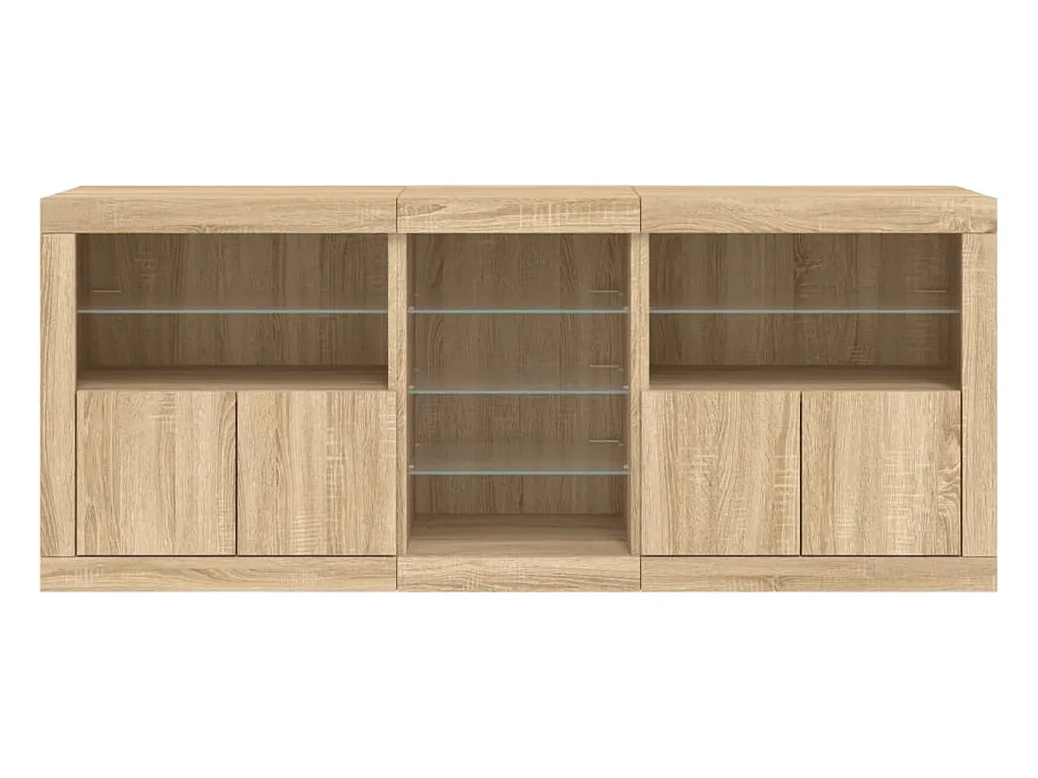 Aparador buffet cómoda armario mueble organizador cocina salón salón con luces LED sonoma 181,5 x 37 x 67 cm marrón 02_0029950
