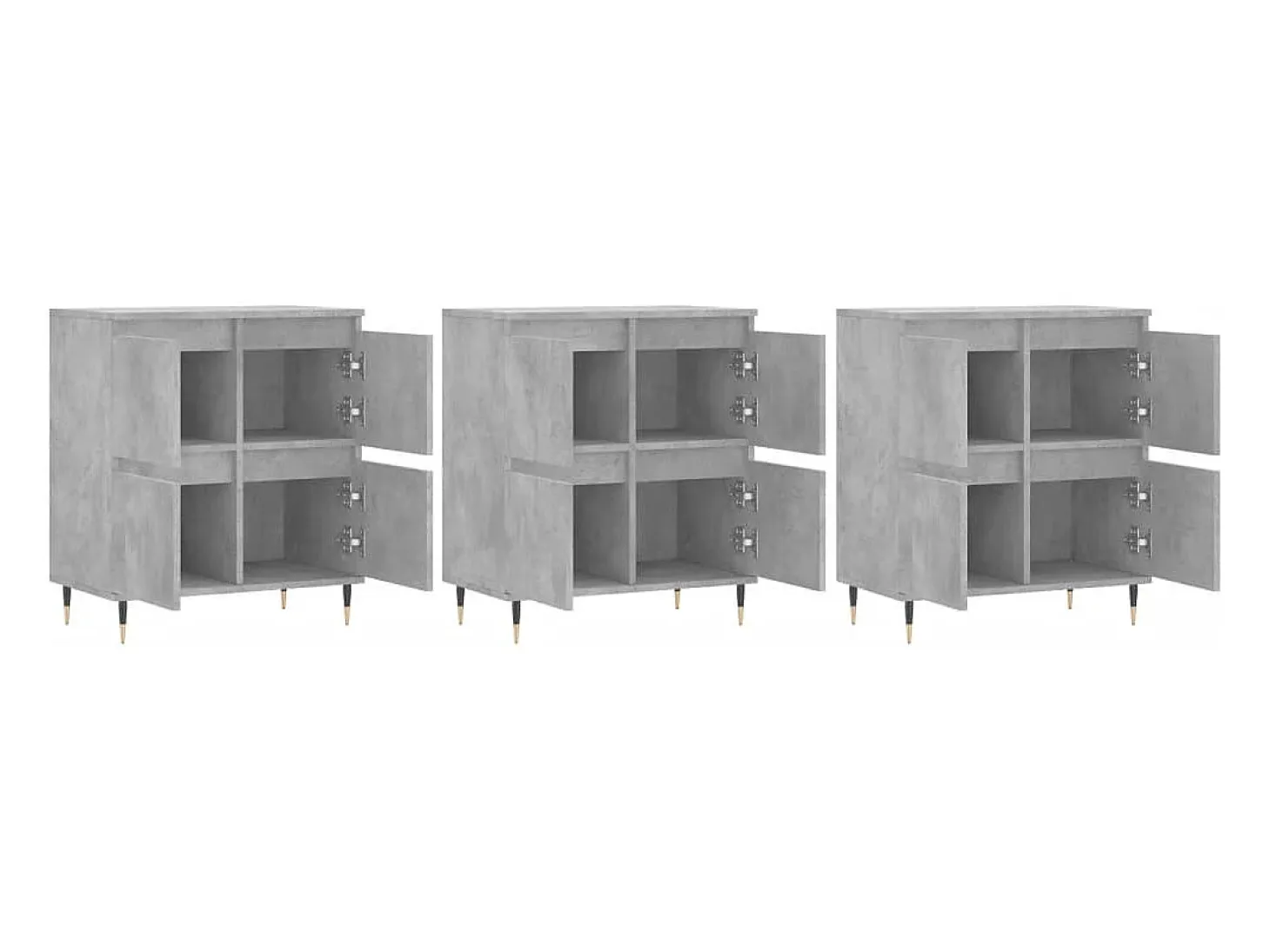 Aparador buffet cómoda armario mueble organizador cocina salón salón 3 piezas madera contrachapada gris 02_0037136