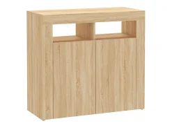 Aparador buffet cómoda armario mueble organizador cocina salón salón con luces LED Sonoma 80 x 35 x 75 cm marrón 02_0029968