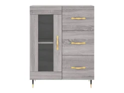 Aparador buffet cómoda armario unidad de almacenamiento organizador cocina salón salón Sonoma 69,5 x 34 x 90 cm madera contrachapada gris 02_0036453
