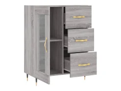 Aparador buffet cómoda armario unidad de almacenamiento organizador cocina salón salón Sonoma 69,5 x 34 x 90 cm madera contrachapada gris 02_0036453