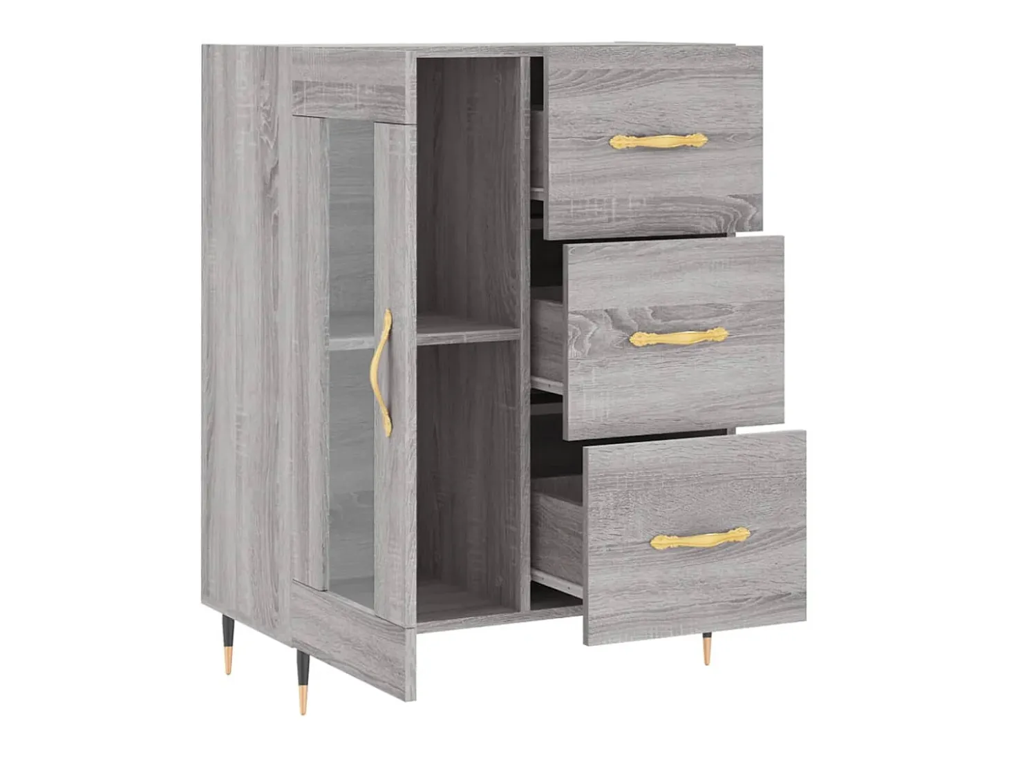 Aparador buffet cómoda armario unidad de almacenamiento organizador cocina salón salón Sonoma 69,5 x 34 x 90 cm madera contrachapada gris 02_0036453
